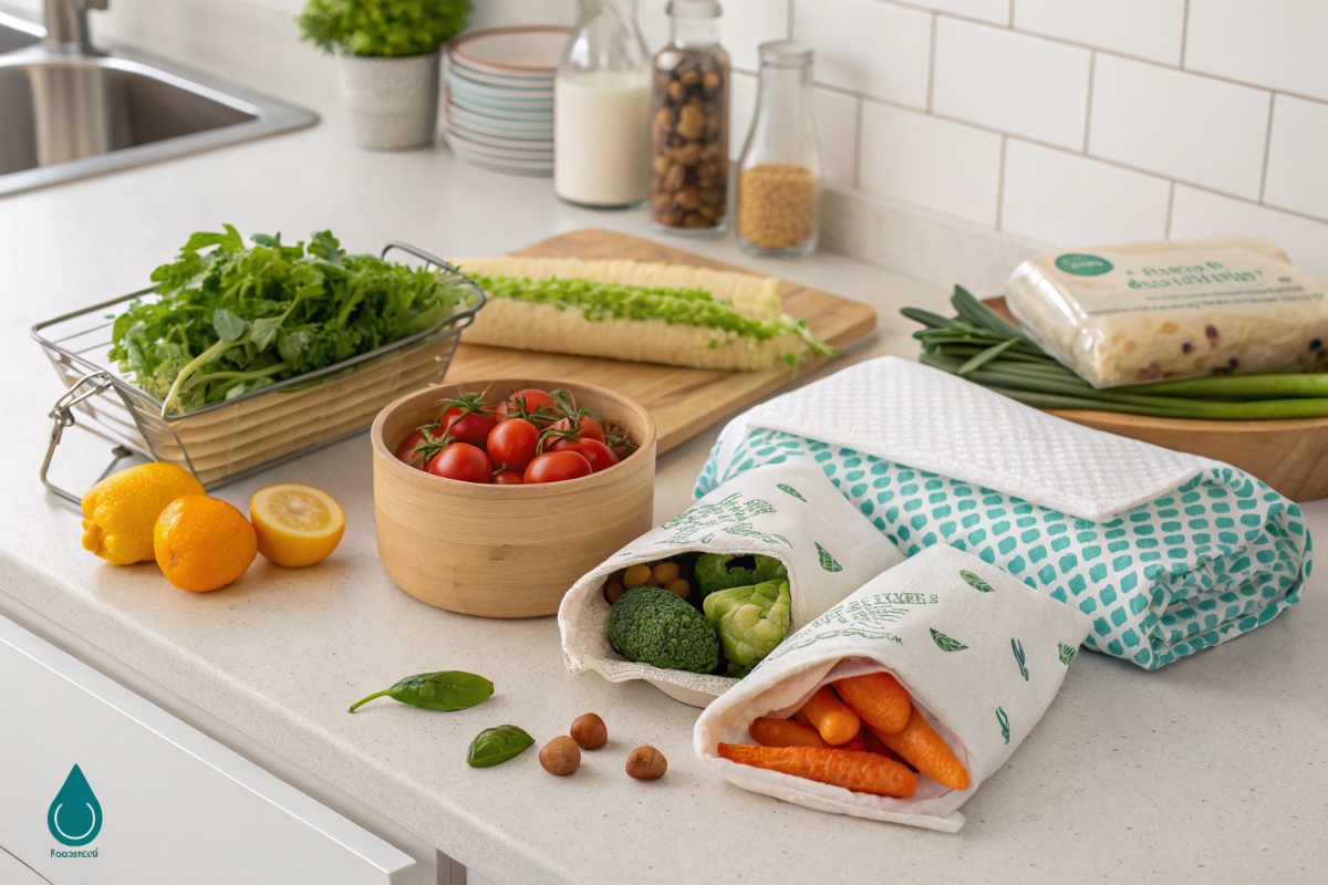 Toalla de cocina de productos frescos